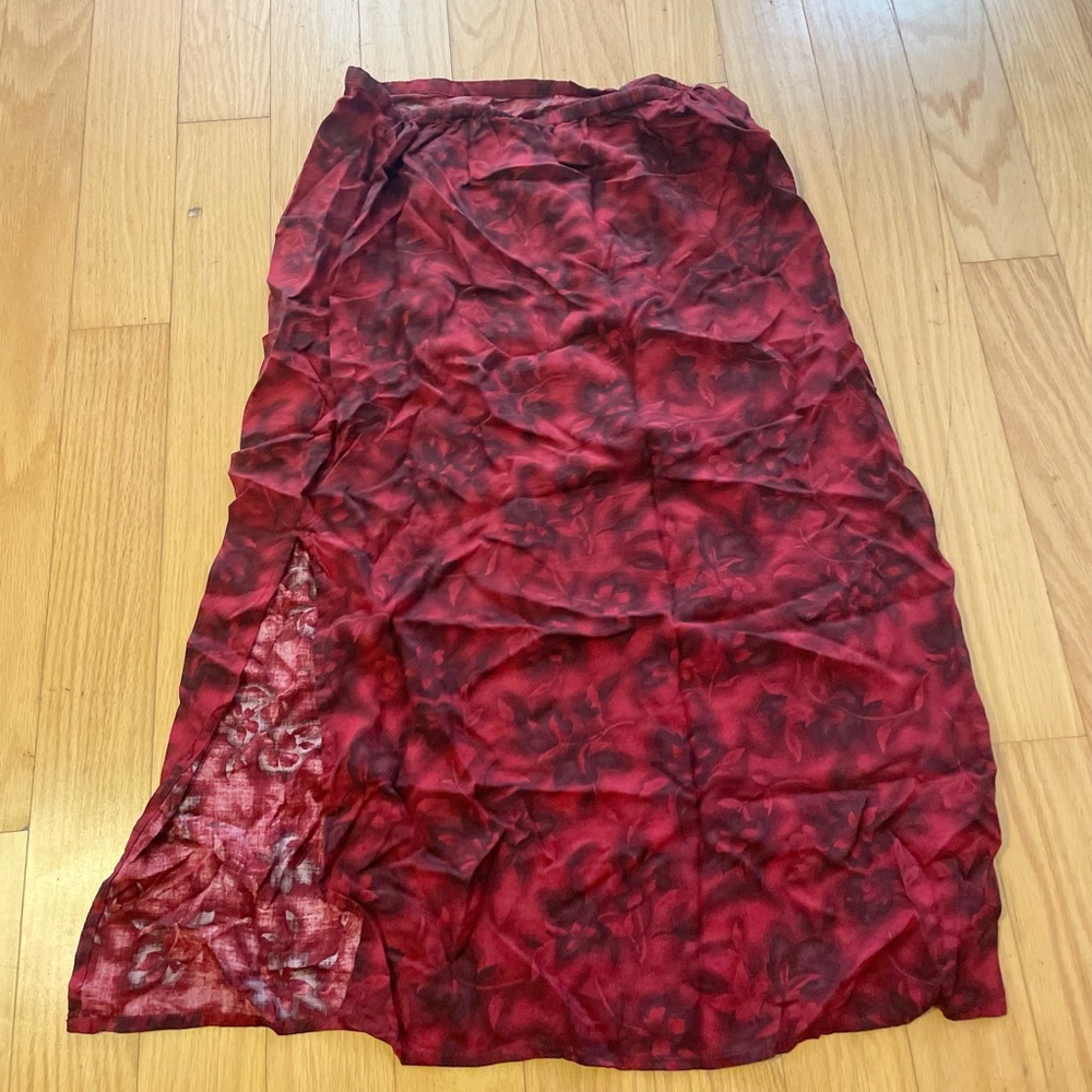 Norton McNaughton Vintage Petite Red Floral Maxi Skirt